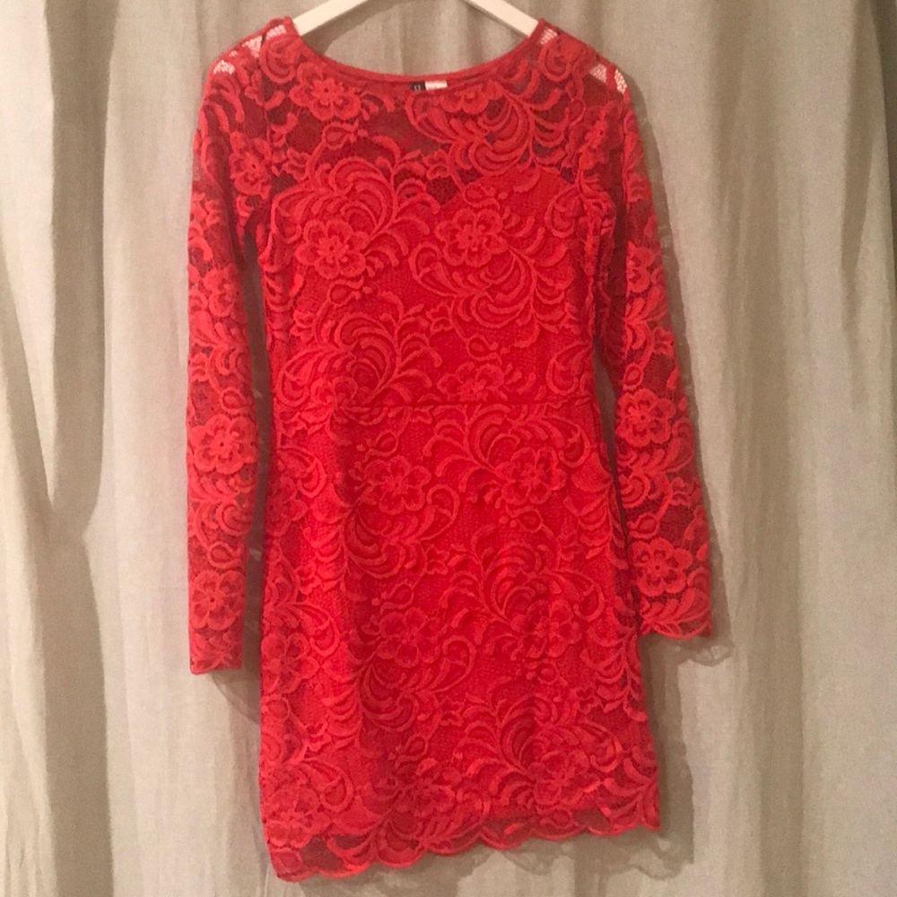Red lace dress